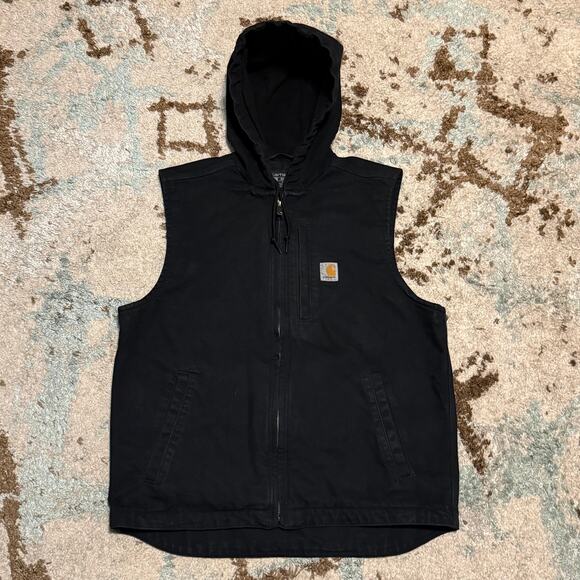 Carhartt Fleece Lined Hooded Vest Mens Size Medium Workwear - Picture 1 of 8